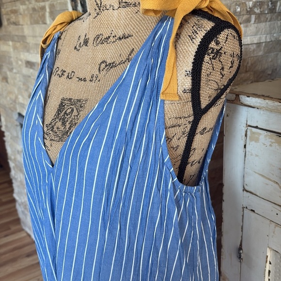 Matilda Jane Sandy Sea Shell swim suit cover-up blue w white stripe vneck pocket - Picture 6 of 15